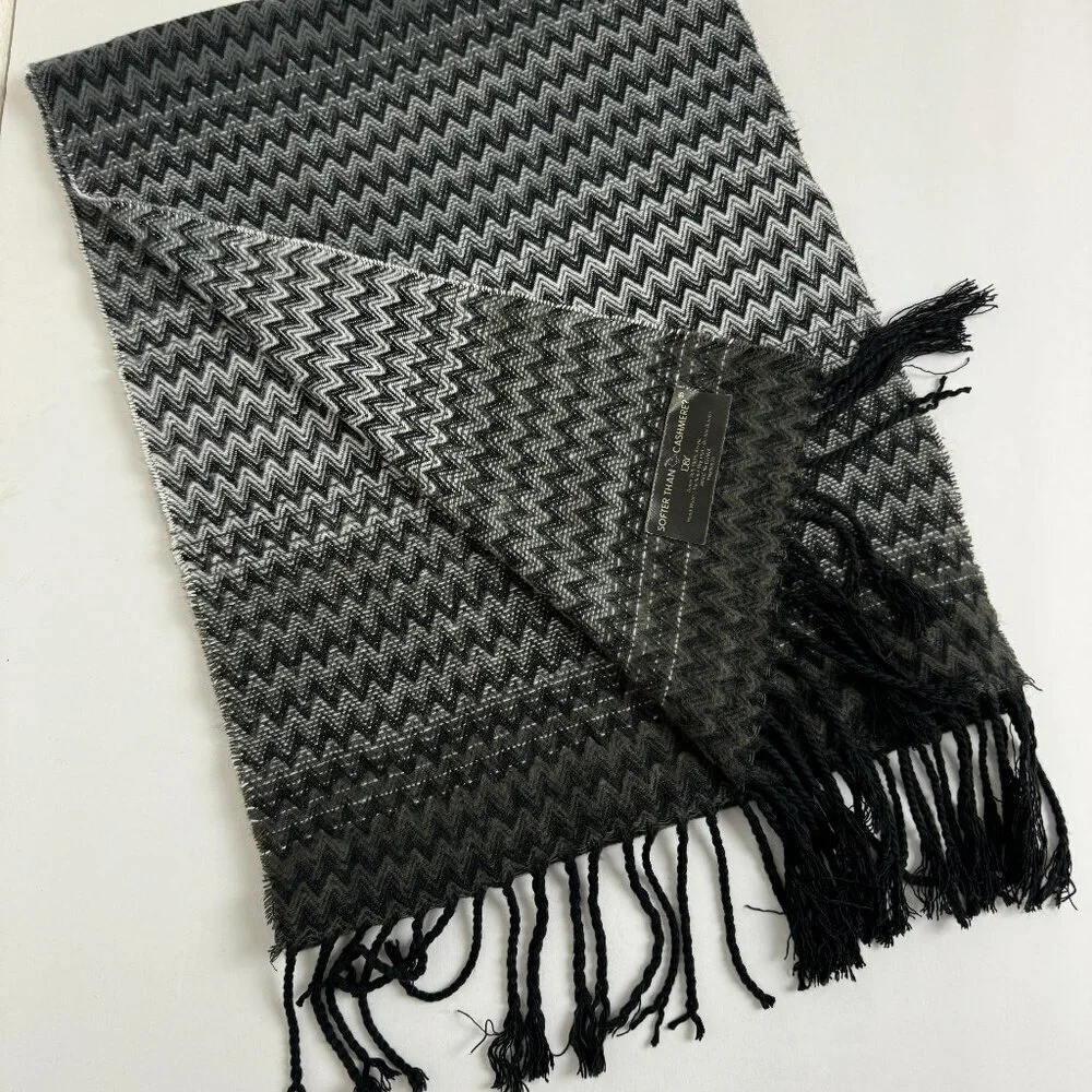 Scarf Fringe  Gray & Black